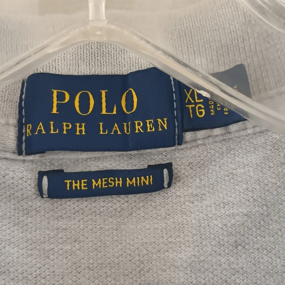 Polo‎ Ralph Lauren Men's XL Tall Grey Splatter Paint Mesh Mini Polo Shirt